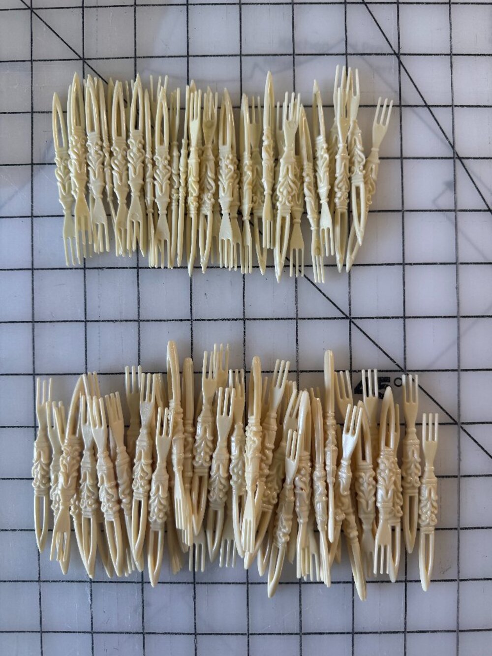 Vintage 50s 60s Cocktail Forks 78pc Ivory Look Pickle Olive Utensils
